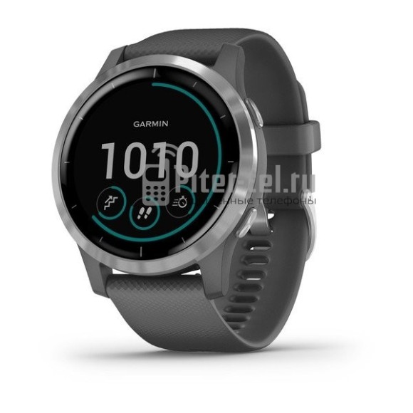 Умные часы Garmin VIVOACTIVE 4 серые с серебристым безелем