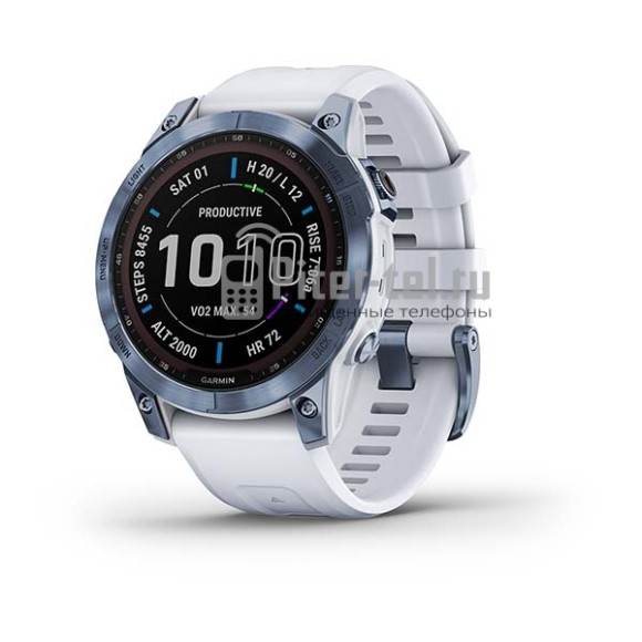 Умные часы Garmin Fenix 7 Sapphire Solar Edition Titanium with Whitestone Band Mineral Blue