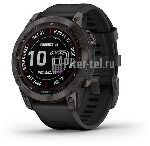 Умные часы Garmin Fenix 7 Sapphire Solar, Титановый черный с черным ремешком