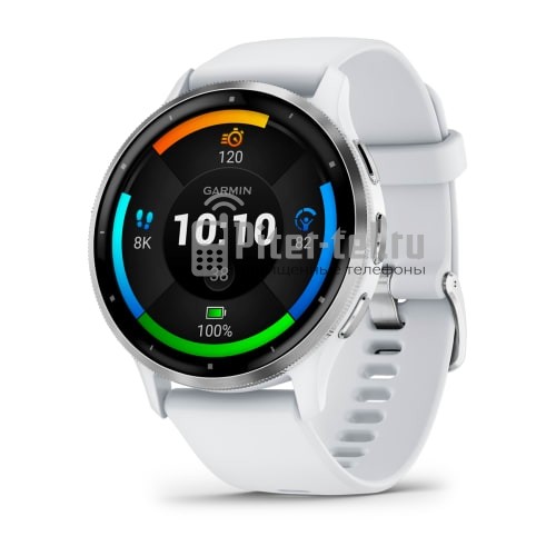 Умные часы Garmin Venu 3 45mm Advanced GPS Smartwatch Silver Whitestone с белым ремешком